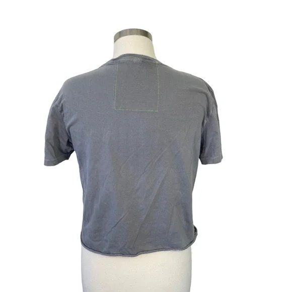 Aviator Nation Gray Short Sleeve Tee with Orange Red Sunset Patch - Picture 6 of 8